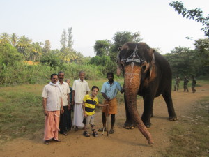 With the Elephant from Tiruchi Fort